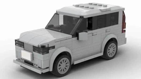 LEGO Volvo XC90 19 EU scale brick model in gray color on white background