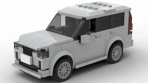 LEGO Volvo XC90 25 scale brick model in gray color on white background