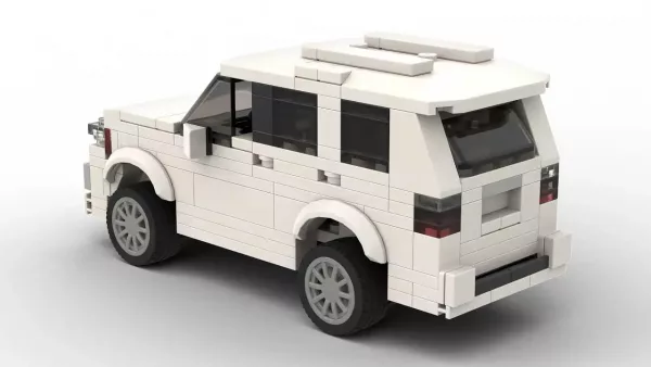 LEGO Toyota 4Runner Limited 16 scale brick model in white color on white background rear view angle