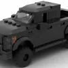 LEGO Ford F150 Raptor 21 scale brick model in black color on white background