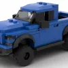 LEGO Ford F150 Raptor SuperCab 17 scale brick model in blue color on white background