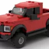 LEGO Ford F150 SVT Raptor SuperCab 10 scale brick model in red color on white background