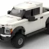 LEGO Ford F150 SVT Raptor SuperCrew 12 scale brick model in white color on white background