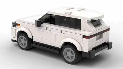 LEGO Honda Prologue 24 scale brick model in white color on white background rear view angle