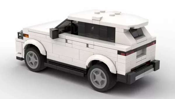 LEGO Honda Prologue 24 scale brick model in white color on white background rear view angle