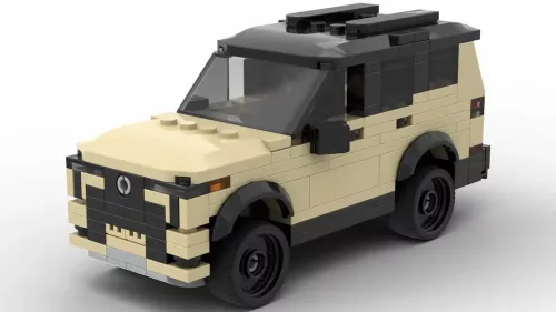 LEGO Lexus GX 550 24 scale brick model in tan color on white background