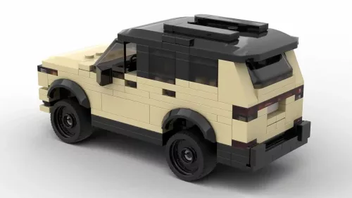 LEGO Lexus GX 550 24 scale brick model in tan color on white background rear view angle