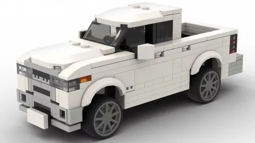 LEGO Ram 1500 Laramie 22 scale brick model in white color on white background