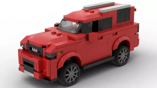 LEGO Toyota 4Runner 25 Limited scale brick model in red color on white background