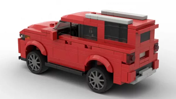 LEGO Toyota 4Runner 25 Limited scale brick model in red color on white background rear view angle