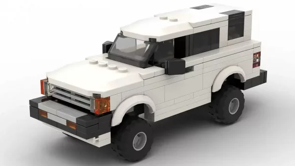 LEGO Toyota 4Runner 87 scale brick model in white color on white background