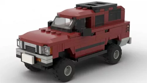 LEGO Toyota 4Runner 91 scale brick model in dark red color on white background