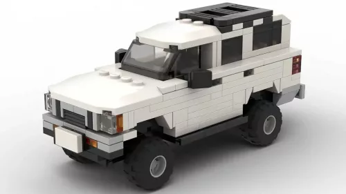 LEGO Toyota 4Runner 95 scale brick model in white color on white background