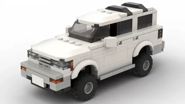 LEGO Toyota 4Runner 97 scale brick model in white color on white background