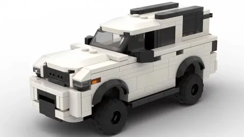 LEGO Toyota 4Runner TRD Pro 25 scale brick model in white color on white background