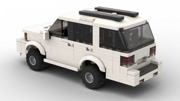 LEGO Toyota Sequoia 06 scale brick model in white color on white background rear view angle