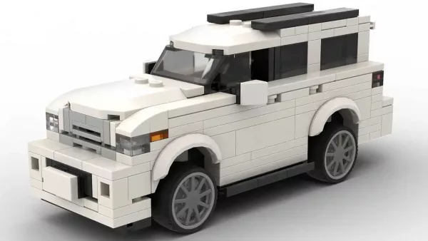 LEGO Toyota Sequoia 16 scale brick model in white color on white background