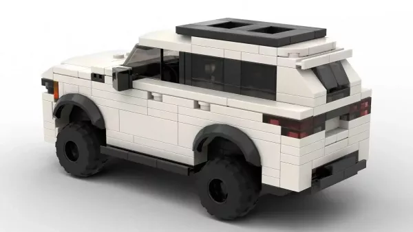 LEGO Toyota Sequoia TRD Pro 24 scale brick model in white color on white background rear view angle