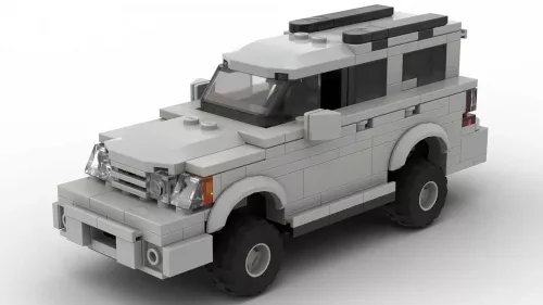 LEGO Toyota 4Runner 07 scale brick model in gray color on white background